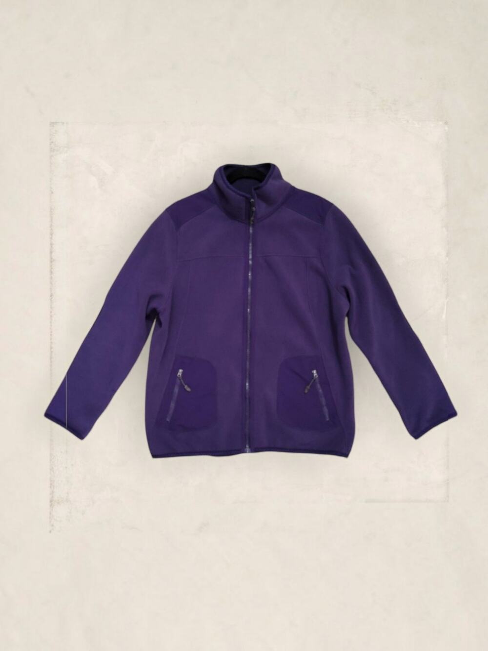Green Tea Retro Purple Plum Zippered Fleece Cozy Jacket Size 2XL
